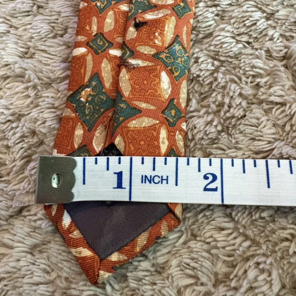 Ermenegildo Zegna Burnt Orange Jewel Tone Geometric Designer Silk Tie 3 3/4 x 59